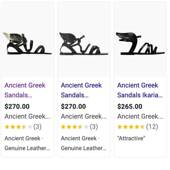 Ancient Greek Sandals Nephele Winged Open Toe Shoes Leather Black Silver Size 7 - Picture 12 of 13